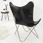 DuNord Design Butterfly Sessel Stuhl TEXAS Echtleder schwarz Eisen Loungesessel Designchair