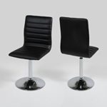 AC Design Furniture 48946 Esszimmerstuhl 2-er Set Sander, Bezug Kunstleder schwarz , Gestell Metall verchromt, 360 Grad drehbar