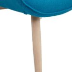 Designer Ohren-Sessel petrol mit Armlehnen aus Webstoff blau | Anjo | Blauer Club-Sessel im Retro-Design mit Gestell in Holz | Moderner Wohnzimmer-Sessel auch als Relax-Sessel zu benutzen