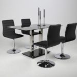 AC Design Furniture 48946 Esszimmerstuhl 2-er Set Sander, Bezug Kunstleder schwarz , Gestell Metall verchromt, 360 Grad drehbar