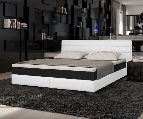 Innocent Boxspringbett aus Kunstleder weiß Panson B 160 x L 200 cm