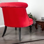 Stylischer Design Sessel JOSEPHINE Leinen rot Stoff Wohnzimmersessel Esszimmerstuhl hohe Rückenlehne im Barock Stil mit Rollen