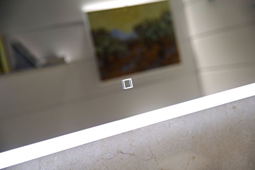 Dr. Fleischmann Badspiegel LED Spiegel GS042 mit Beleuchtung durch satinierte Lichtflächen Badezimmerspiegel mit Touch-Schalter (80 x 60 cm)