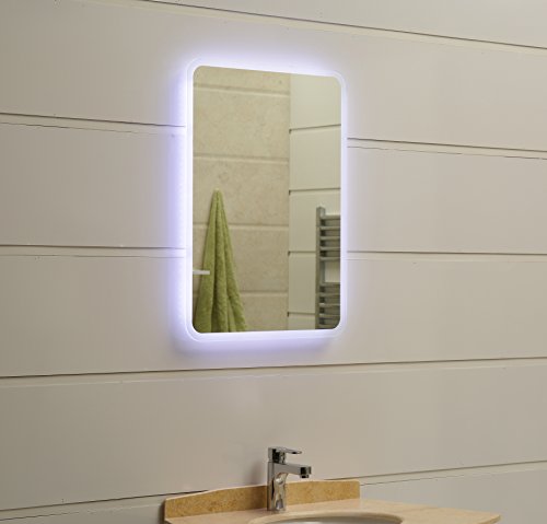 Dr. Fleischmann modernes Lichtspiegel Wandspiegel Badspiegel GS045N mit LED-Beleuchtung IP44 (80 x 60cm, kaltweiß)