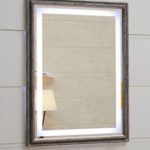 Design LED-Beleuchtung Wandspiegel GS099N Lichtspiegel Badspiegel Flurspiegel Garderobenspiegel mit Rahmen Tageslichtweiß IP44 (80 x 60 cm, K1)