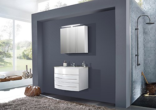 SAM® Design Montagsbad 2tlg. Badmöbel-Set Dublin 120 cm weiß, Softclose-Funktion, 1 Waschplatz mit Keramikbecken und 1 Spiegelschrank