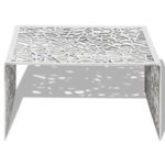 vidaXL Design Couchtisch Aluminium Beistelltisch Wohnzimmer Sofatisch Lochmuster Silber