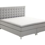 Atlantic Home Collection ANNI Boxspringbett, Stoff, hellgrau, 140 x 200 cm