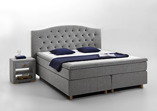 Atlantic Home Collection CLAIRE Boxspringbett, Stoff, hellgrau, 180x200 cm, H2 Atlantic Home Collection CLAIRE Boxspringbett, Stoff, hellgrau, 180x200 cm, H2