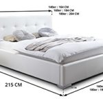Polsterbett Kunstleder Bett mit Bettkasten Lattenrost 140x200 Weiss Doppelbett