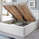 Luxus Polsterbett mit Bettkasten Molly XXL Kunslederbett Doppelbett Ehebett Weiß (180x200cm)