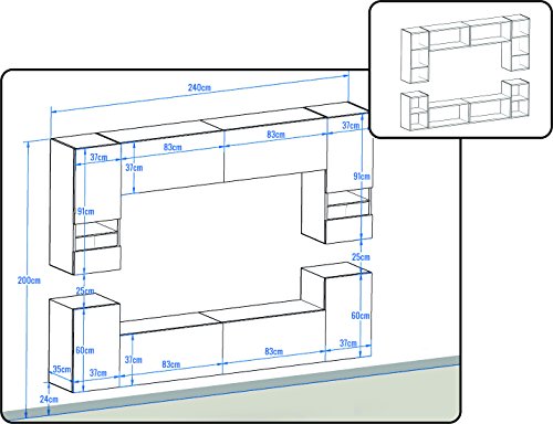 FUTURE 27 Moderne Wohnwand, Exklusive Mediamöbel, TV-Schrank, Schrankwand, TV-Element Anbauwand, Neue Garnitur, Große Farbauswahl (RGB LED-Beleuchtung Verfügbar) (27_M_S_4, Möbel) FUTURE 27 Moderne Wohnwand, Exklusive Mediamöbel, TV-Schrank, Schrankwand, TV-Element Anbauwand, Neue Garnitur, Große Farbauswahl (RGB LED-Beleuchtung Verfügbar) (27_M_S_4, Möbel)