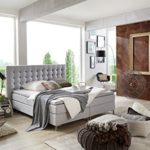 Atlantic Home Collection ANNI Boxspringbett, Stoff, hellgrau, 140 x 200 cm