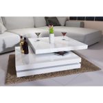 Couchtisch Wohnzimmertisch Hochglanz Beistelltisch Tisch Sofatisch Tischplatte 360° drehbar - Farbe Weiß
