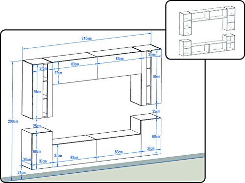 Wohnwand FUTURE 24 Moderne Wohnwand, Exklusive Mediamöbel, TV-Schrank, Neue Garnitur, Große Farbauswahl (RGB LED-Beleuchtung Verfügbar) (LED 16-farbig mit Fernbedienung, Schwarz Matt) Wohnwand FUTURE 24 Moderne Wohnwand, Exklusive Mediamöbel, TV-Schrank, Neue Garnitur, Große Farbauswahl (RGB LED-Beleuchtung Verfügbar) (LED 16-farbig mit Fernbedienung, Schwarz Matt)