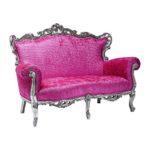 Kare Design – Sofa Barock 3 Sitzer rosa und silber Posh
