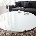 Design Couchtisch ORBIT 85 cm chrom weiß Beistelltisch Tisch Wohnzimmertisch rund Glastisch
