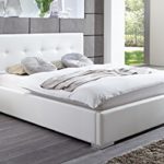 Polsterbett Kunstleder Bett mit Bettkasten Lattenrost 140x200 Weiss Doppelbett