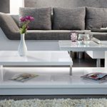 DuNord Design Couchtisch Sofatisch LEVEL 100cm weiss Hochglanz Retro Design Tisch Lounge Möbel
