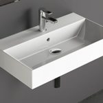 Aqua Bagno KS.70 Design Waschbecken/Aufsatzbecken 70x42cm Keramik weiß Waschtisch Waschschale