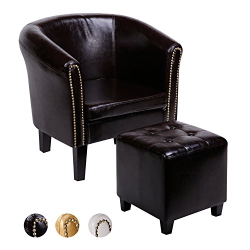 CCLIFE Chesterfield lounge Sessel Mit Sitzhocker - Klassisches Design Mit Hochwertige Qualität Für Wohnzimmer, Esszimmer, Büro, 2 jahre Garantie, Farbwahl