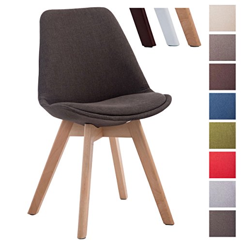 CLP Design Retro-Stuhl BORNEO V2 mit Stoffbezug und hochwertiger Polsterung | Lehnstuhl mit Holzgestell | In verschiedenen Farben erhältlich