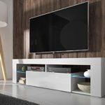 Hestia – TV Lowboard / TV Schrank (140 cm, Weiß Matt / Weiß Hochglanz, optional mit LED-Beleuchtung)