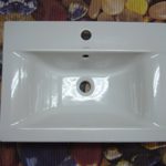 Keramik - Waschbecken / Einbauwaschtisch 60 x 44 cm rechteckig weiß mit 1 Hahnloch