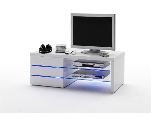 Robas Lund TV-Lowboard Sonia Hochglanz weiß LED Effektbeleuchtung blau 110 x 42 x 44 cm 59057W11