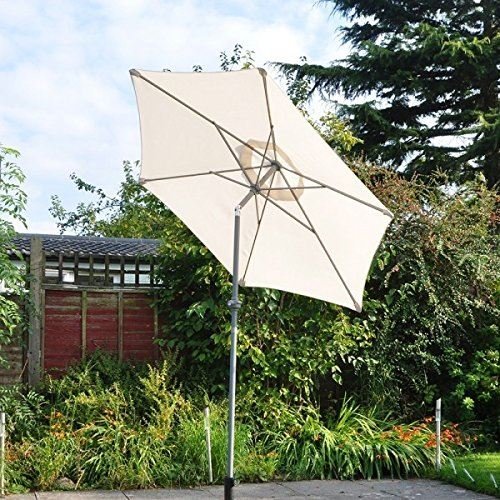 2 m leichte Aluminium-Outdoor Sonnenschirm in Creme oder Schwarz