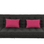 AC Design Furniture 42025 Schlafsofa Vibeke, Webstoff anthrazit, 2 Kissen pink