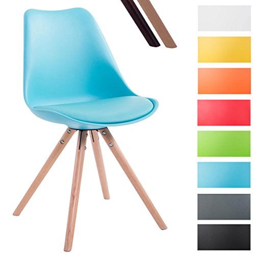 CLP Design Retro-Stuhl TOULOUSE RUND mit Kunstlederbezug und hochwertigem Sitzpolster | Kunstoff-Lehnstuhl mit Holzgestell | In verschiedenen Farben erhältlich
