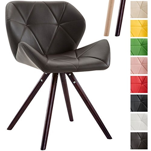 CLP Design Retro-Stuhl TYLER, Bein-Form rund, Kunstleder-Sitz gepolstert, Buchenholz-Gestell,