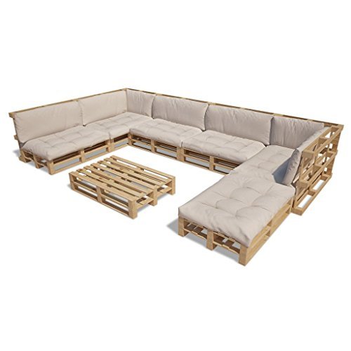 Festnight 21-tlg. Gartenmöbel Set Gartengarnitur Sitzgruppe aus Holzpaletten mit 13 Kissen 3 Farbe Optional