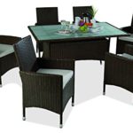 Gartenmöbel-Set Essgruppe Sitzgruppe 13-tlg. UTT | Braun-Beige | Kunststoff | Stahl | Tisch mit Glasplatte