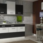 Küche Fabienne 150 cm Küchenzeile in schwarz / weiß - Küchenblock variabel stellbar