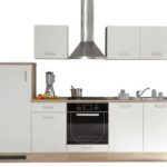 Küchenblock aus Eiche Sonoma / weiß matt Dekor ohne E-Geräte, ca. 270x195x60 cm