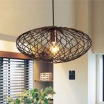 MSTAR Käfig Lampe Retro Hängelampe mit käfigähnlichem Metallschirm Antikbraune Hängeleuchte für Wohnzimmer Küche Esszimmer Café Restaurant