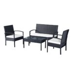 Outsunny® Polyrattan Sitzgruppe Garnitur Lounge Sofa Gartenset 7 tlg. mit Kissen, Schwarz