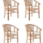 SAM 4er Set Teak-Holz Gartensessel Moreno, Gartenstuhl mit Armlehnen aus Massivholz, ideal für Balkon, Terrasse oder Garten