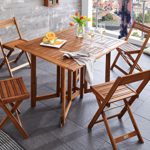 SAM 5-tlg. Gartengruppe Skive, Tischgruppe aus Akazienholz, 1 Tisch + 4 Stühle, klappbar, FSC zertifiziert