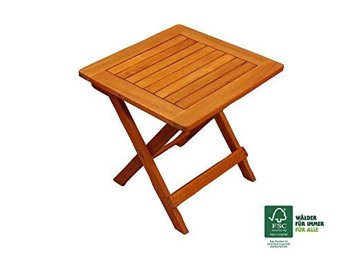 SAM® Garten-Tisch aus Akazien-Holz, FSC® 100 % zertifiziert, Beistelltisch aus Massiv-Holz, Farbe braun, 46 x 46 cm, Klapptisch für Garten, Balkon, Terrasse, Hartholz-Tisch, klappbar