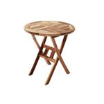 SAM® Teak-Holz Balkontisch, Gartentisch, Holztisch, 60 cm Durchmesser, zusammenklappbarer Tisch, leicht zu verstauen [53262658]