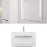 Sieper Libato Waschtischunterschrank + Leuchtspiegel - 60 cm 90 cm 120 cm Breit - weiß und anthrazit Hochglanz - Badmöbel Badezimmermöbel Waschtisch Unterschrank Badmöbel Set …