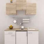Singleküche 150 cm breit Weiß Sonoma Eiche mit Geräten - Salerno
