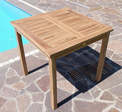 TEAK Holztisch Gartentisch Garten Tisch 80x80cm Gartenmöbel Holz sehr robust Modell: ALPEN80 von AS-S