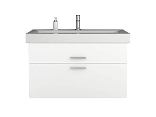 Waschtischunterschrank 100 / 80 / 60 cm breit Hochglanz Weiß Waschbeckenunterschrank Unterschrank Badmöbel-Set hängend Sieper Girona