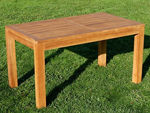 Wuchtiger echt TEAK BIGFOOT Design Gartentisch 140x80 Holztisch Teaktisch Garten Tisch Holz JAV-BIGFOOT von AS-S