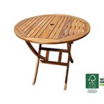 XXS® Akazie Holz Gartentisch mit Schirmloch | rund | FSC® 100% zertifiziert | hochwertiges massives Akazienholz für Garten | 90 cm rund