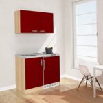 respekta Mini Küche Singleküche 100 cm inkl. Oberschrank Eiche Sägerau Nachbildung Front rot MK 100 ESROS respekta Mini Küche Singleküche 100 cm inkl. Oberschrank Eiche Sägerau Nachbildung Front rot MK 100 ESROS